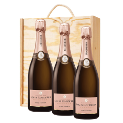 Buy & Send 3 x Louis Roederer Vintage Rose 2015 Champagne 75cl In A Pine Wooden Gift Box