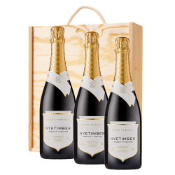 Buy & Send 3 x Nyetimber Blanc de Blancs English Sparkling 75cl In A Pine Wooden Gift Box