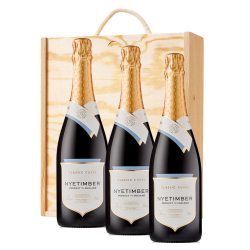 Buy & Send 3 x Nyetimber Classic Cuvee English Sparkling 75cl In A Pine Wooden Gift Box