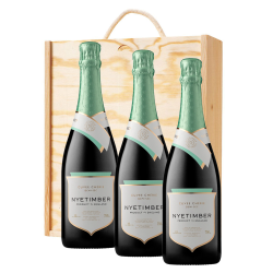 Buy & Send 3 x Nyetimber Demi-Sec English Sparkling Wine 75cl In A Pine Wooden Gift Box