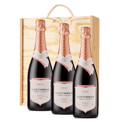Buy & Send 3 x Nyetimber Rose English Sparkling Wine 75cl In A Pine Wooden Gift Box