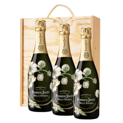 Buy & Send 3 x Perrier Jouet Belle Epoque Brut 2013 Champagne 75cl In A Pine Wooden Gift Box