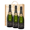 Buy & Send 3 x Pol Roger Brut 2018 Vintage Champagne 75cl In A Pine Wooden Gift Box