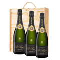 Buy & Send 3 x Pol Roger Brut 2018 Vintage Champagne 75cl In A Pine Wooden Gift Box