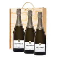 Buy & Send 3 x Taittinger Brut Vintage Champagne 2016 75cl In A Pine Wooden Gift Box