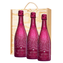 Buy & Send 3 x Taittinger Nocturne Rose City Lights Champagne 75cl In A Pine Wooden Gift Box