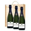 Buy & Send 3 x Taittinger Prelude Grands Crus Champagne 75cl In A Pine Wooden Gift Box