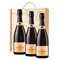 Buy & Send 3 x Veuve Clicquot Rose Champagne 75cl In A Pine Wooden Gift Box