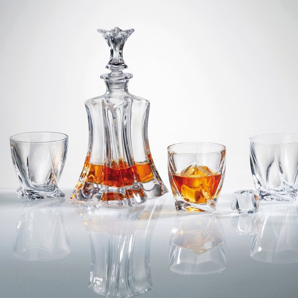 Buy & Send Bohemia Floral Crystal Decanter Set with 4 Matching Floral Glasses