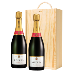 Buy & Send Boizel Brut Reserve NV Champagne 75cl Twin Pine Wooden Gift Box (2x75cl)