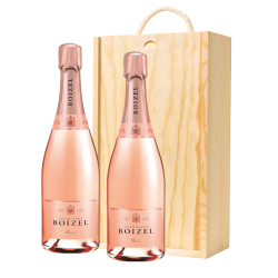 Buy & Send Boizel Rose  NV Champagne 75cl Twin Pine Wooden Gift Box (2x75cl)