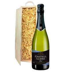 Buy & Send Castell Llord Brut Cava 75cl In Pine Gift Box