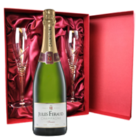 Buy & Send Jules Feraud Brut Champagne 75cl And Royal Scot Glasses Burgundy Gift Box Set