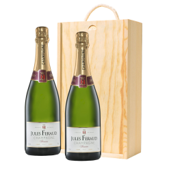 Buy & Send Jules Feraud Brut Champagne 75cl Twin Pine Wooden Gift Box (2x75cl)