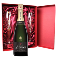 Buy & Send Lanson Le Black Creation Brut Champagne 75cl And Royal Scot Glasses Burgundy Gift Box Set