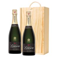 Buy & Send Lanson Le Black Creation Brut Champagne 75cl Twin Pine Wooden Gift Box (2x75cl)