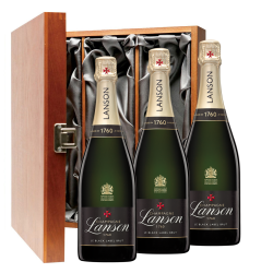 Buy & Send Lanson Le Black Label Brut Champagne 75cl Three Bottle Luxury Gift Box