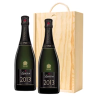 Buy & Send Lanson Le Vintage 2013 Champagne 75cl Twin Pine Wooden Gift Box (2x75cl)