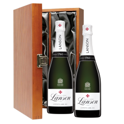 Buy & Send Lanson Le White Label Sec Champagne 75cl Twin Luxury Gift Boxed (2x75cl)