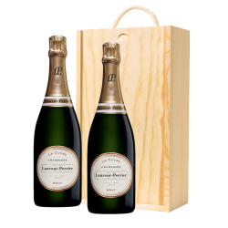Buy & Send Laurent Perrier La Cuvee Champagne 75cl Twin Pine Wooden Gift Box (2x75cl)