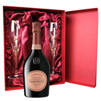 Buy & Send Laurent Perrier Rose Champagne 75cl And Royal Scot Glasses Burgundy Gift Box Set