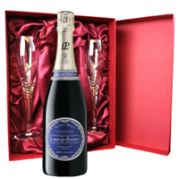 Buy & Send Laurent Perrier Ultra Brut Champagne 75cl And Royal Scot Glasses Burgundy Gift Box Set