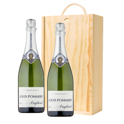 Buy & Send Louis Pommery 75cl Brut England Twin Pine Wooden Gift Box (2x75cl)