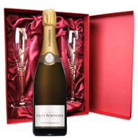 Buy & Send Louis Roederer Carte Blanche Champagne 75cl And Royal Scot Glasses Burgundy Gift Box Set
