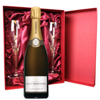 Buy & Send Louis Roederer Carte Blanche Champagne 75cl And Royal Scot Glasses Burgundy Gift Box Set
