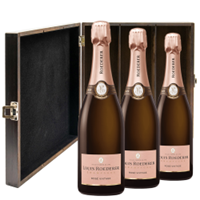 Buy & Send Louis Roederer Vintage Rose 2017 Champagne 75cl Three Bottle Luxury Elm Wood Gift Box