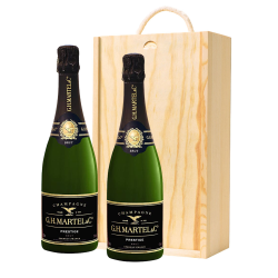 Buy & Send Martel Prestige Brut Champagne 75cl Twin Pine Wooden Gift Box (2x75cl)