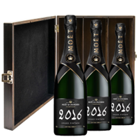 Buy & Send Moet And Chandon Grand Vintage 2016 Extra Brut Champagne 75cl Three Bottle Luxury Elm Wood Gift Box