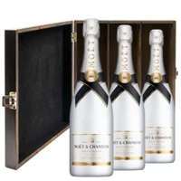 Buy & Send Moet and Chandon Ice White Imperial 75cl Three Bottle Luxury Elm Wood Gift Box