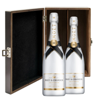 Buy & Send Moet and Chandon Ice White Imperial 75cl Twin Luxury Elm Wood Gift Box (2x75cl)