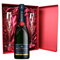 Buy & Send Moet & Chandon Nectar Demi Sec Champagne 75cl And Royal Scot Glasses Burgundy Gift Box Set