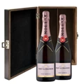 Buy & Send Moet & Chandon Rose Champagne 75cl Twin Luxury Elm Wood Gift Box (2x75cl)
