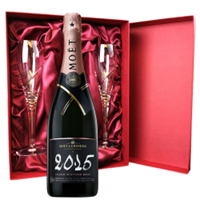Buy & Send Moet & Chandon Vintage Rose 2015 Champagne 75cl And Royal Scot Glasses Burgundy Gift Box Set