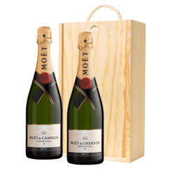 Buy & Send Moet &amp;amp; Chandon Brut Imperial Champagne 75cl Twin Pine Wooden Gift Box (2x75cl)