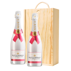 Buy & Send Moet &amp;amp; Chandon Ice Imperial Rose 75cl Twin Pine Wooden Gift Box (2x75cl)