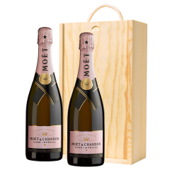Buy & Send Moet &amp;amp; Chandon Rose Champagne 75cl Twin Pine Wooden Gift Box (2x75cl)