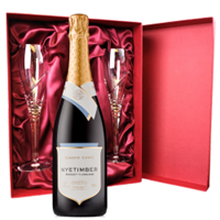 Buy & Send Nyetimber Classic Cuvee English Sparkling 75cl And Royal Scot Glasses Burgundy Gift Box Set