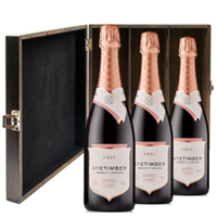 Buy & Send Nyetimber Rose English Sparkling Wine 75cl Three Bottle Luxury Elm Wood Gift Box