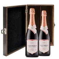 Buy & Send Nyetimber Rose English Sparkling Wine 75cl Twin Luxury Elm Wood Gift Box (2x75cl)