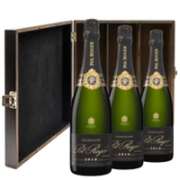 Buy & Send Pol Roger Brut 2018 Vintage Champagne 75cl Three Bottle Luxury Elm Wood Gift Box