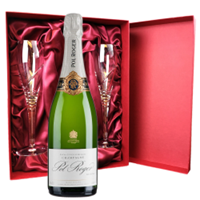Buy & Send Pol Roger Brut Reserve Champagne 75cl And Royal Scot Glasses Burgundy Gift Box Set