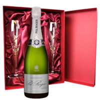 Buy & Send Pol Roger Pure Extra Brut Champagne 75cl And Royal Scot Glasses Burgundy Gift Box Set