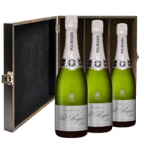Buy & Send Pol Roger Pure Extra Brut Champagne 75cl Three Bottle Luxury Elm Wood Gift Box
