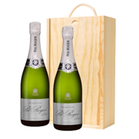 Buy & Send Pol Roger Pure Extra Brut Champagne 75cl Twin Pine Wooden Gift Box (2x75cl)