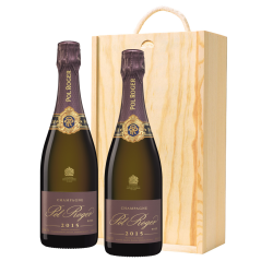 Buy & Send Pol Roger Vintage Rose 2015 Champagne 75cl Twin Pine Wooden Gift Box (2x75cl)