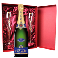 Buy & Send Pommery Brut Royal Champagne 75cl And Royal Scot Glasses Burgundy Gift Box Set